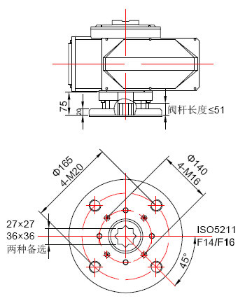 直装式50NM安装尺寸图